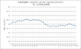 2024年11月19日-12月19日中国养猪网生猪（外三元）均价走势图